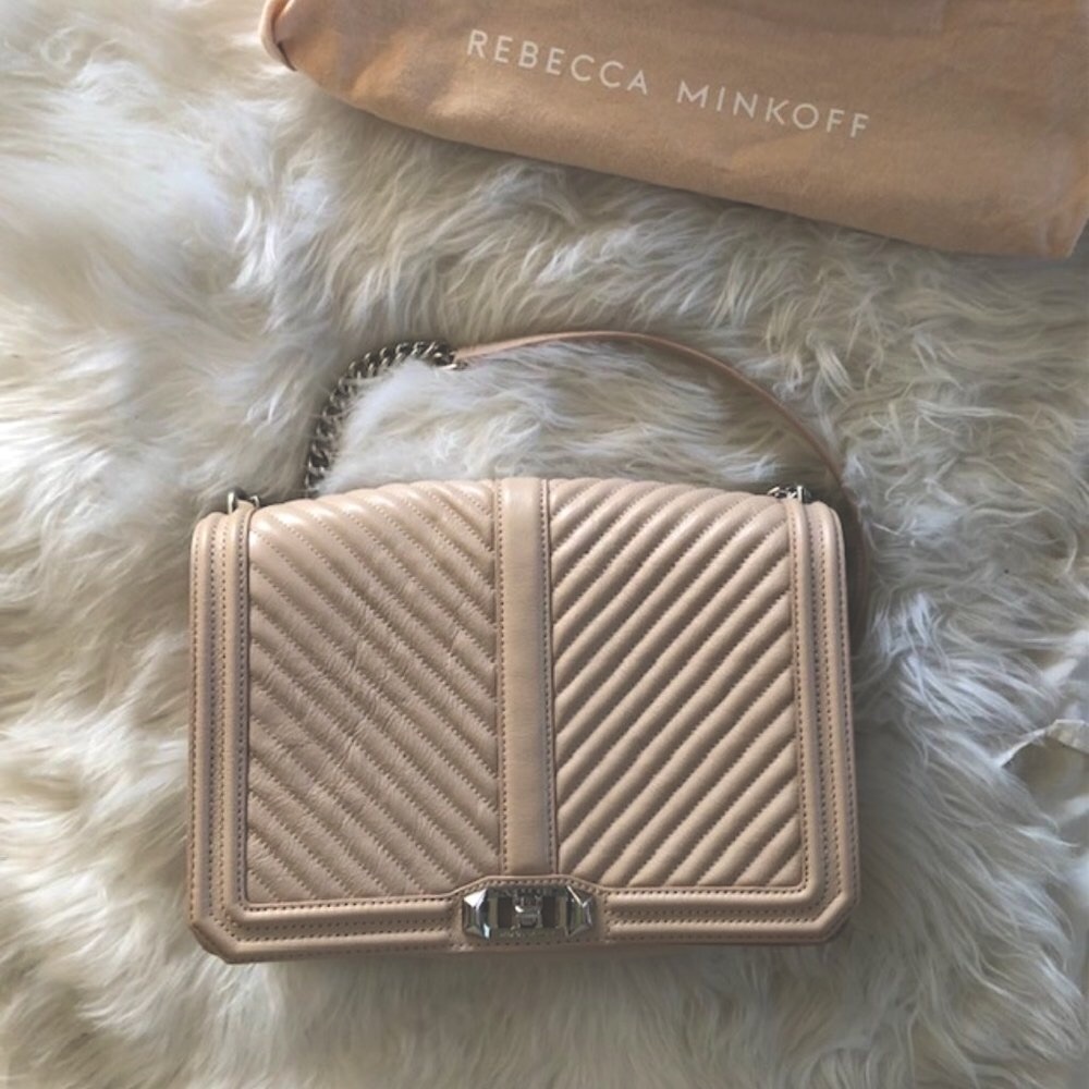 Rebecca Minkoff Nude Pink Chevron Quilted Love Bag